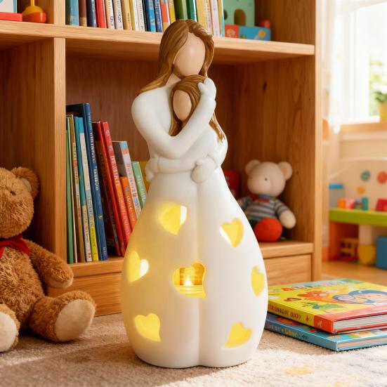 Candlestick Hollow Love Pattern LED Light Living Room Ambiance Lamp Warm Touch Resin Lamp Home Decor Mother Day Gift