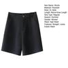 Women Summer Shorts High Waist Suit Shorts Straight Loose Thin Elastic Waist Above Knee Length Pockets Soft OL Style Formal Business Shorts