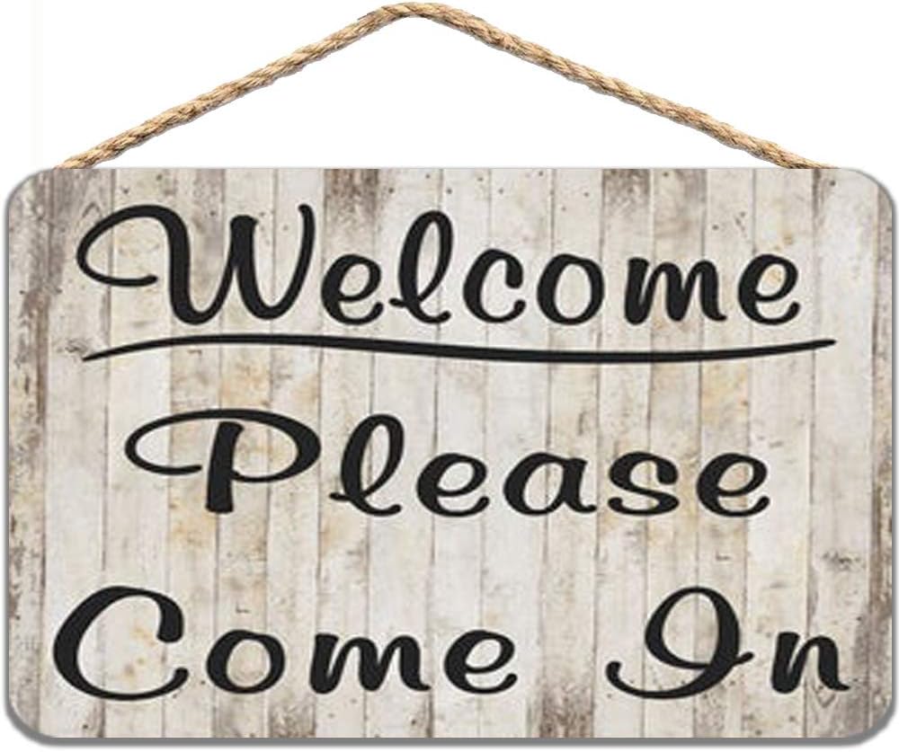 Decorative Sign Welcome Please Come in Tin Rustic Vintage Metal Signaluminum