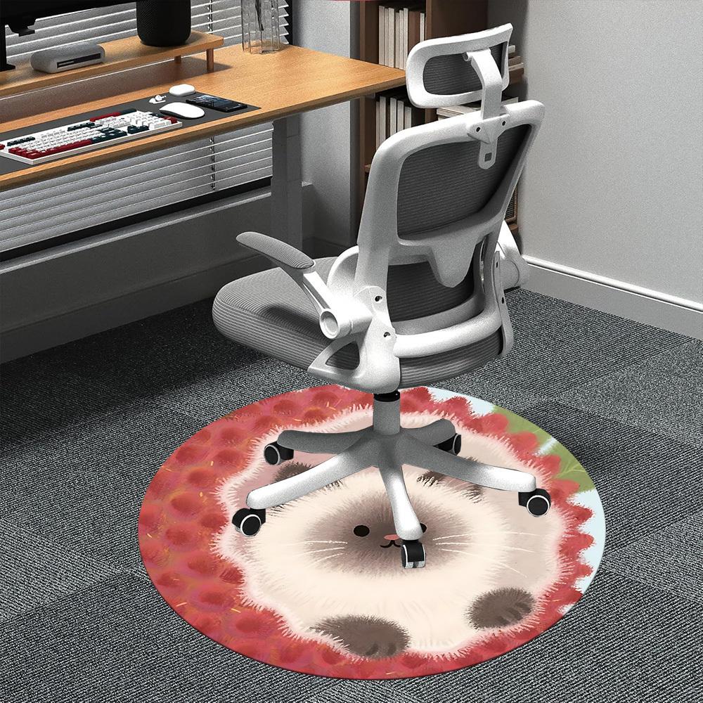 

1PC Kitten Blossom Office Round Area Rug, Indoor Mat Suitable ForOffice, Under Office Chairs Bedroom Living Room Home Decor, Room Deco f169 80cm by 80cm