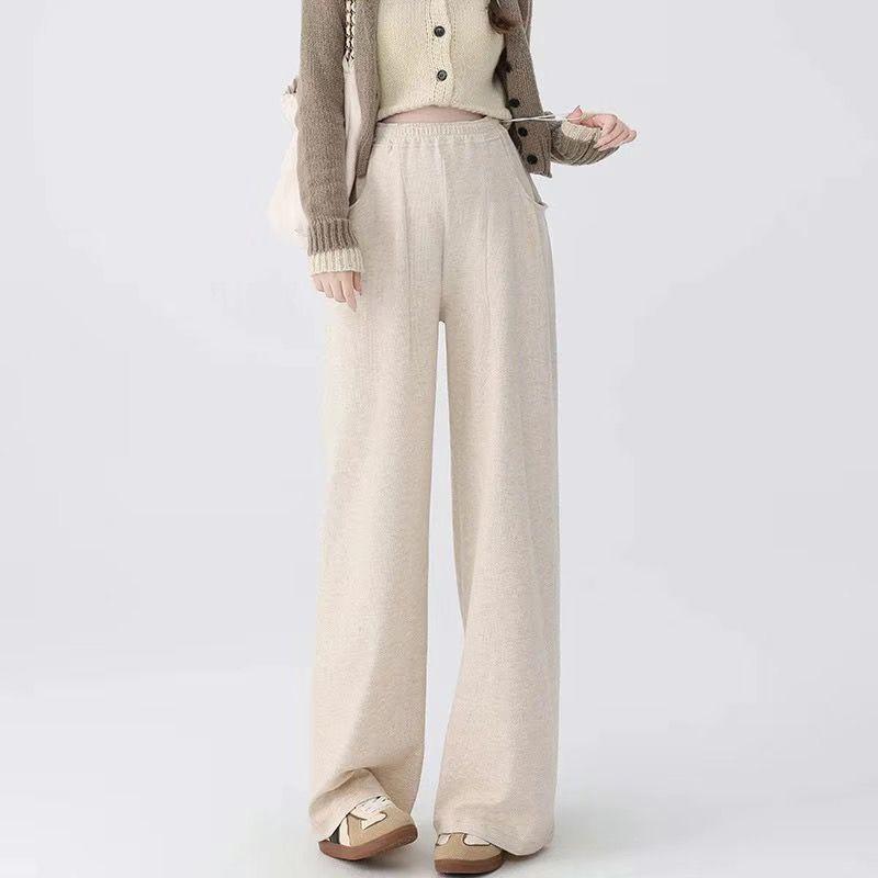 Umstandsmode Weitbeinige Samthose: Gemütliches Design mit seitlichem Kordelzug für Herbst/Winter, ideal sowohl für vor als auch nach der Schwangerschaft.