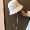 Summer Pearl Chain Bucket Basin Hat Outdoor Travel Anti-Sun Cover Face Straw Bucket Hat Women'S Diamond Sun Hat