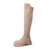 Platform Knee High Boots for Women Autumn Winter Slip On Leather Boots Woman Elastic Thick Soled Over Knee Botas