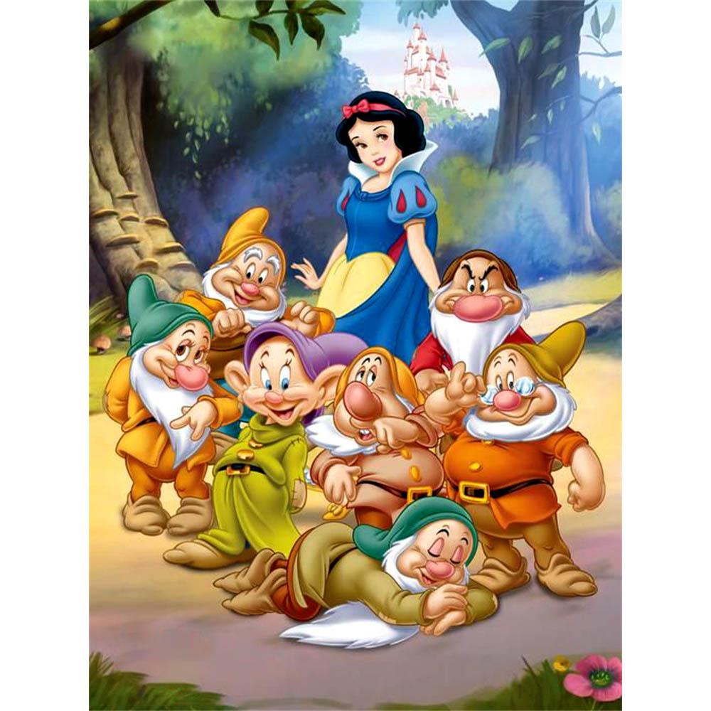 Disney Biancaneve e i Sette Nani Pittura Diamante 5D Piena di Diamanti Fai da Te Pittura Diamante Fatta a Mano Kit Pittura Decorativa Cartone Animato