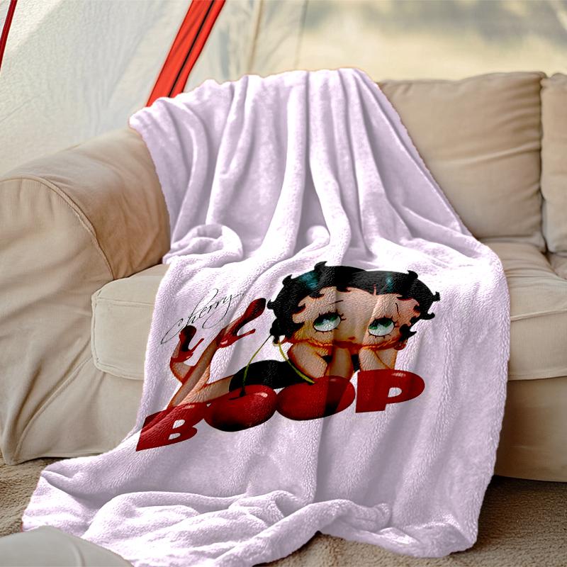 1pc Betty Boop Blanket, Home Printed Throw Blanket - Soft Blanket Gift for Family, Washable Sofa Bed Blanket