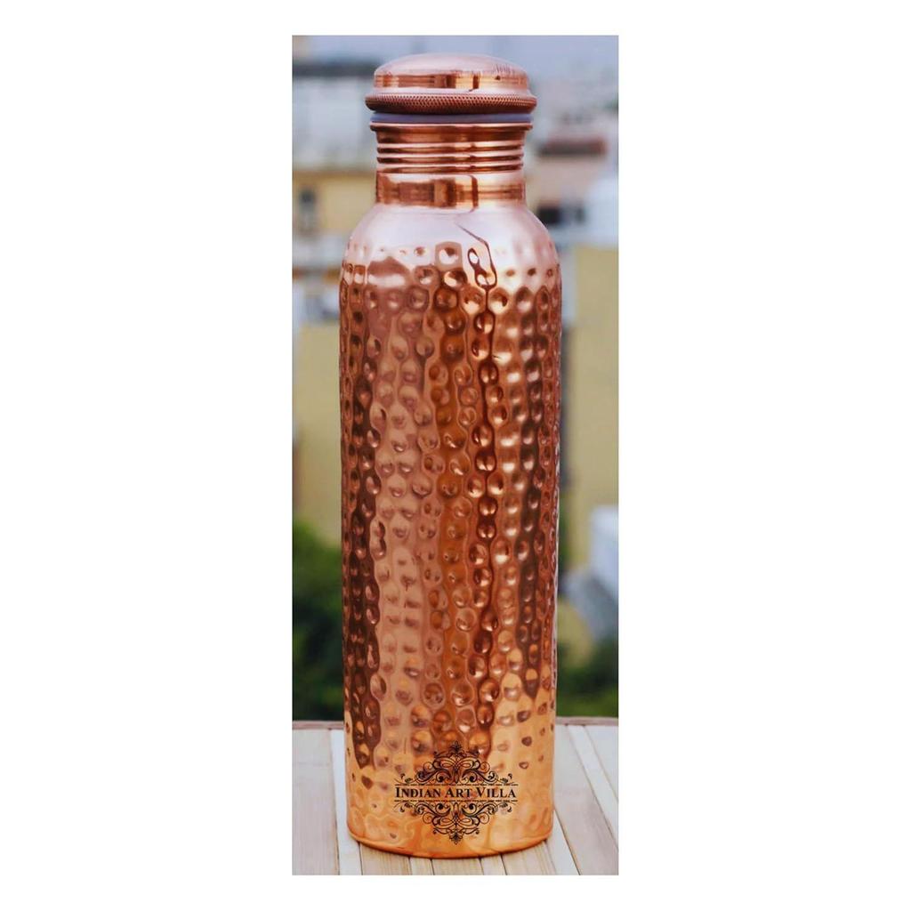 Copper Hammered Design Water Bottle - 600 ML, Ayurvedic Health Benefits, Ideal for Home, Office, Gym, Travel, and Gifting, Pack of 1