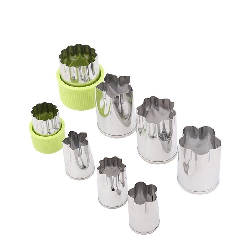 8 Stück/Set Edelstahl Puzzle Obst Gemüseschneider Küchenwerkzeuge Form Blume Form Keks Fondant Gebäckform Zubehör
