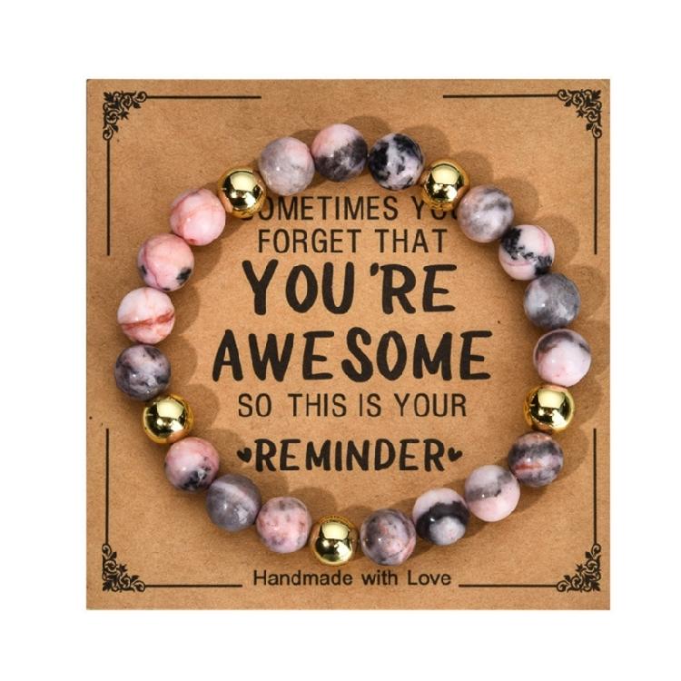 Secure Closure Comfort Fit Mixed Material Handmade Bracelet with Accompanying Sentiment Card