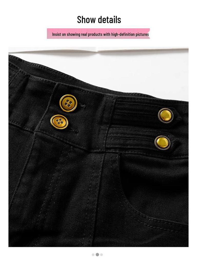 2024 Women's High-Waisted Slit Flared Jeans: Stylish Micro-Flared Pants for Fall/Winter