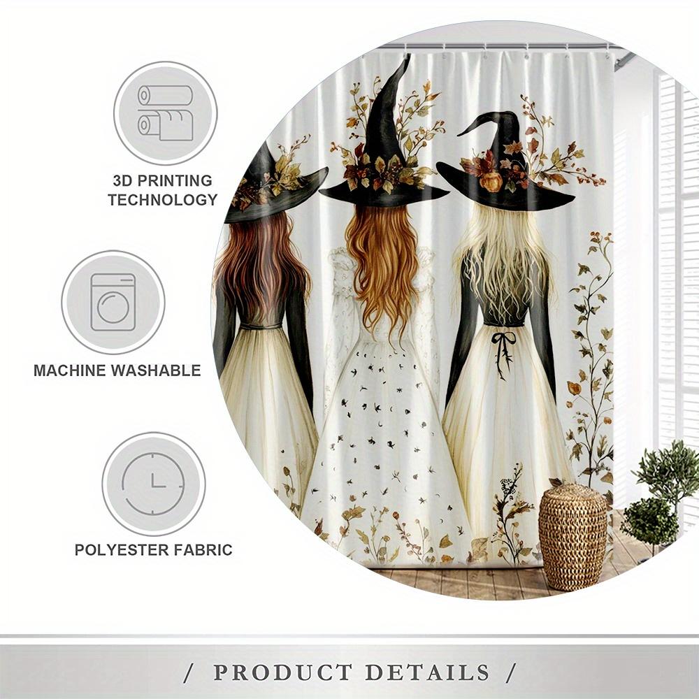 1/4Pcs Halloween Decoration Witch's Back Pattern Shower Curtain Bathroom Decor Halloween Decoration Indoor Shower Curtain