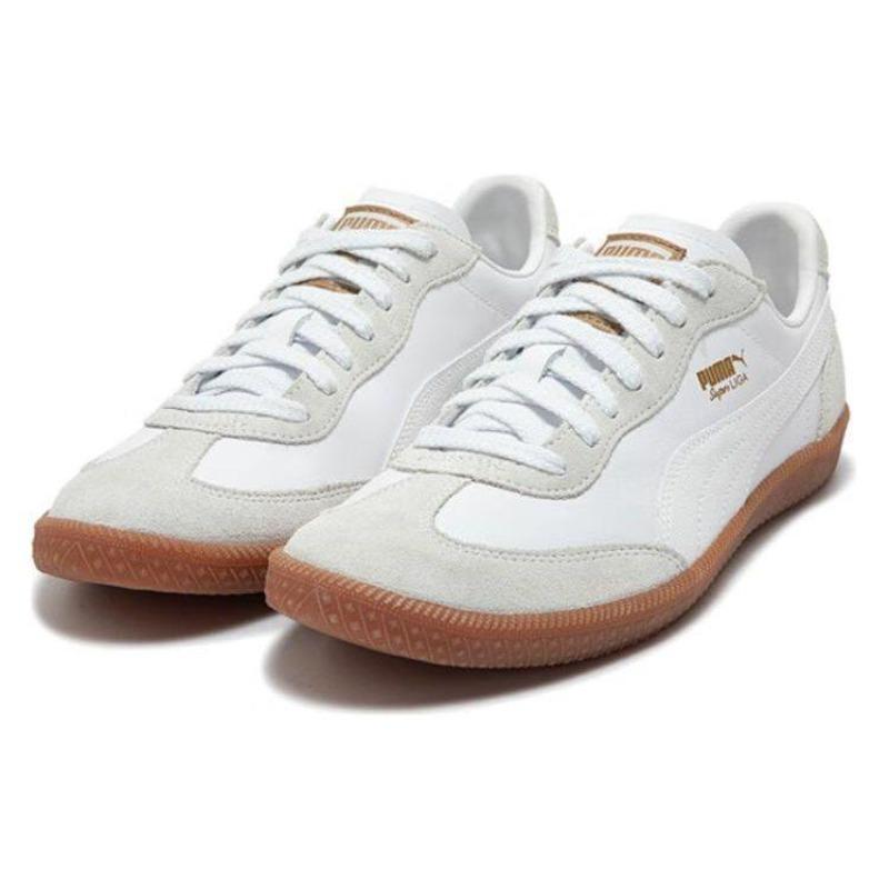 Puma Liga OG Unisex Leather Skate Shoes White Grey 356999-27