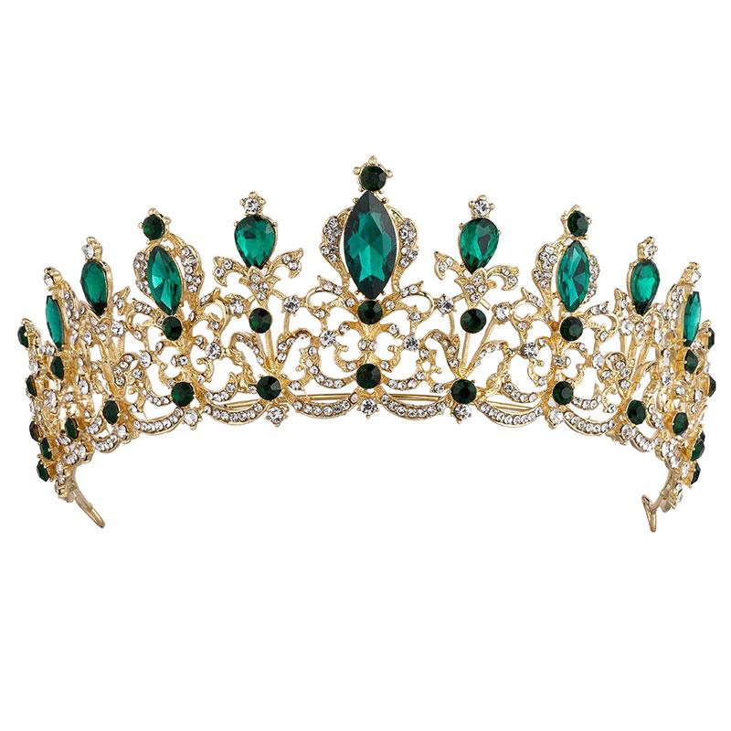 Red Black Crystal Wedding Tiara Bridal Crown For Wedding Bride Gold Rhinestone Crowns Headband Jewelry Hair Accessories