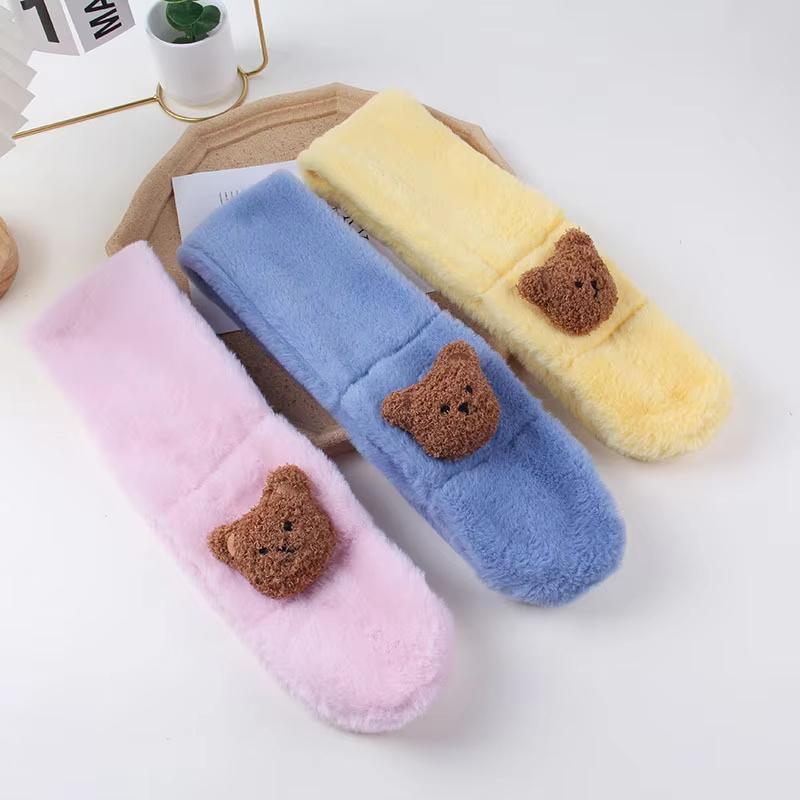 Écharpe Peluche Douce Automne Hiver pour Enfants Mignonne Dessin Animé Fille Bébé Épaisse Chaude Écharpe pour Enfant Extérieur Tour de Cou Accessoires Bébé