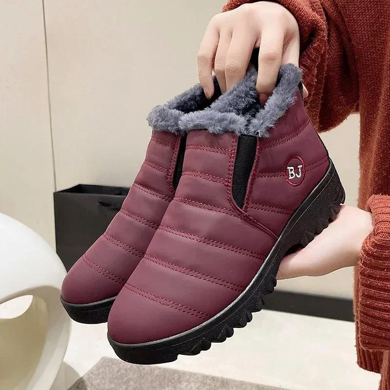 Fashion Padded Women's Snow Boots Winter 2024 Shoes for Woman Elegant With Low Heels On Promotion New In Anti Slip Gyaru Spring Autumn