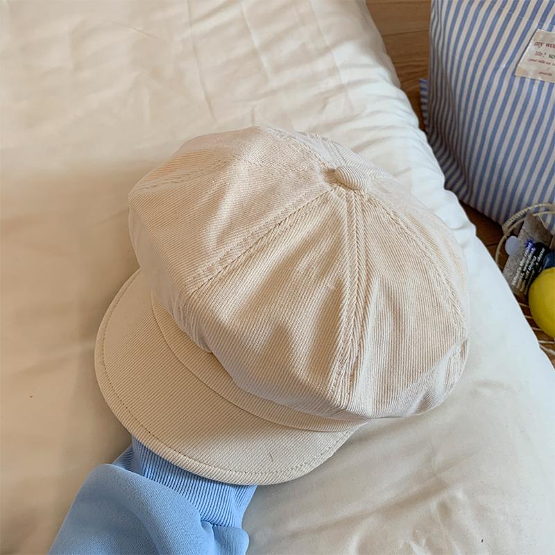 

Corduroy forward hat can be worn upside down, women s early autumn tide solid color versatile beret, men s retro cap Adult (56-58cm) бежевий