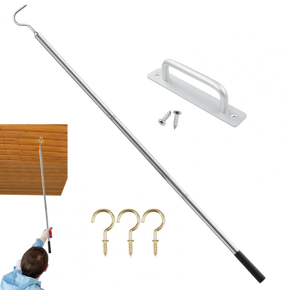 Loft Ladder Extension System Kit Ladder Pull Down Telescopic Rod Stainless Steel Ladder Pull Down System Kit with for Easy