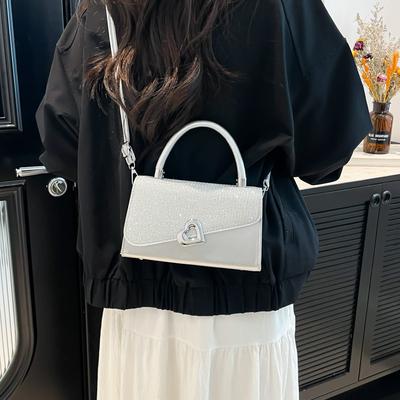2025 New Foreign Style Korean Version Popular Fashion Shoulder Messenger Bag Retro Splicing Fashionable Sequined Portable Small Square Bag