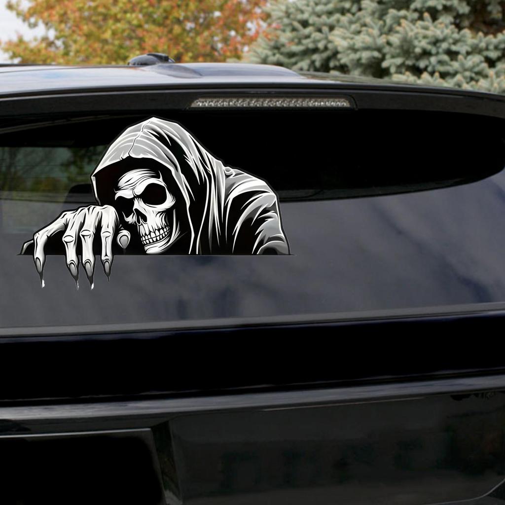 12.7cm Halloween Skeleton Guard Car Stickers Horror Skeleton Sticker Exterior Parts Motorcycle Stickers On Car Accessories