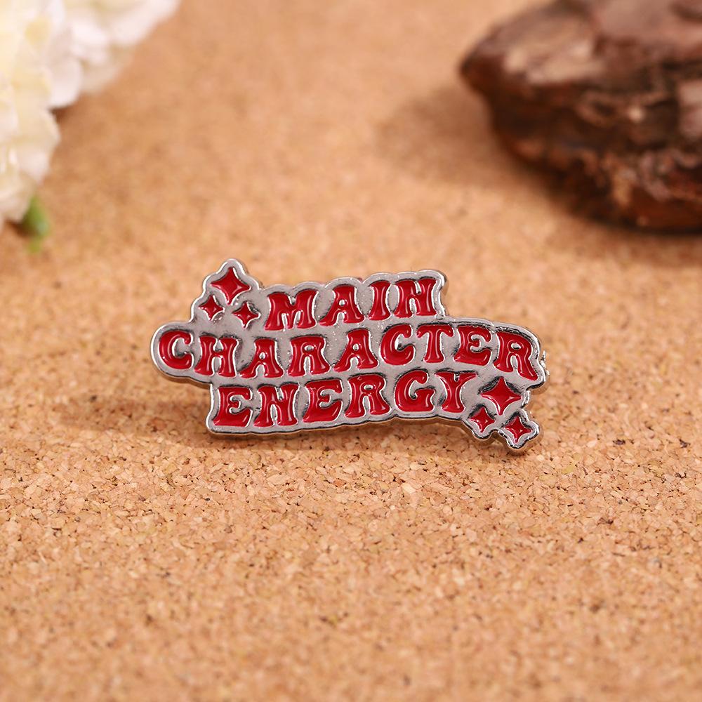 Red English letters short sentences brooch high-end sense bag accessories