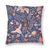 Swedish Birds Dark Blue Pillowcase Polyester Linen Velvet Pattern Zip Decor Sofa Cushion Case