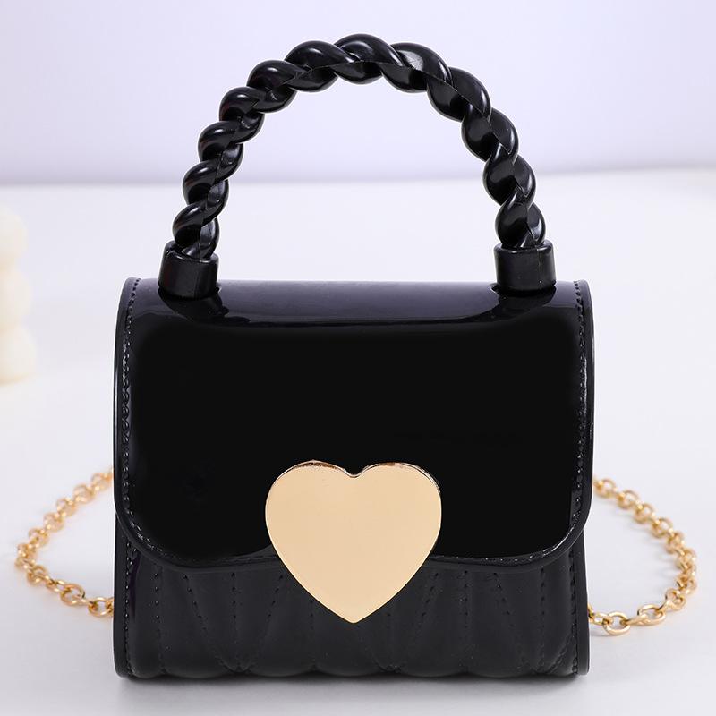 Kinder PVC Umhängetasche Münzbörse Kind Fashi Mini Handtaschen Schönes Herzmuster Dekori Handtasche Kleine Kette Gelee Tasche Für Mädchen