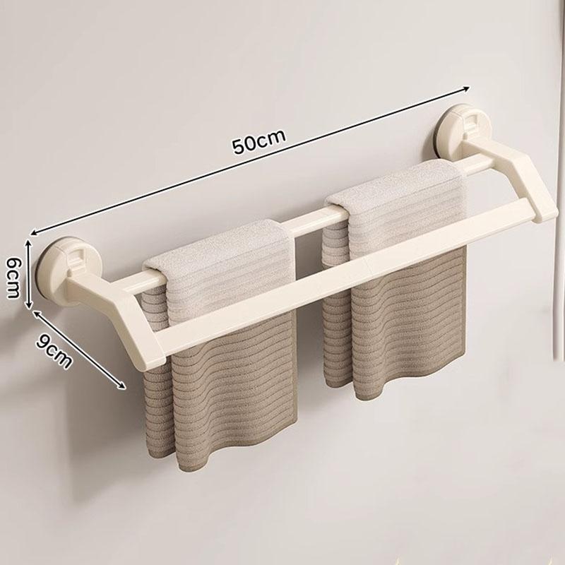 Bathroom Accessories Space Aluminum Suction Towel Rack Wall-mounted Perforation-free Storage Rack Double Pole