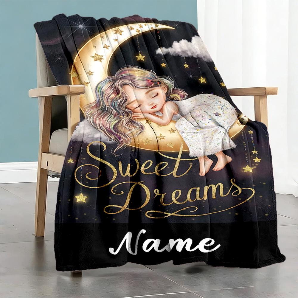 Sweet Dream Customize Your Name Blanket Throw Customizable Blanket Warmthful Decor Versatile for Picnics Office Chair Couch All-Season Use