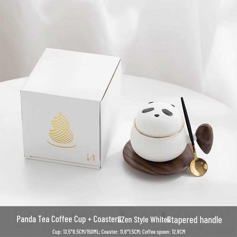 Panda Ceramic Infuser Tea Mug Set Tea Cup with Coaster & Conical Handle