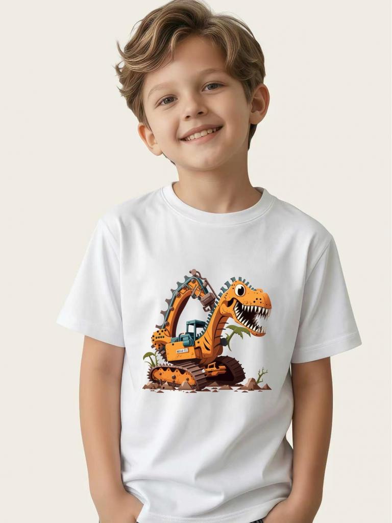 Creative children's tops, car enthusiasts, dinosaur enthusiasts, exclusive street style base layer.