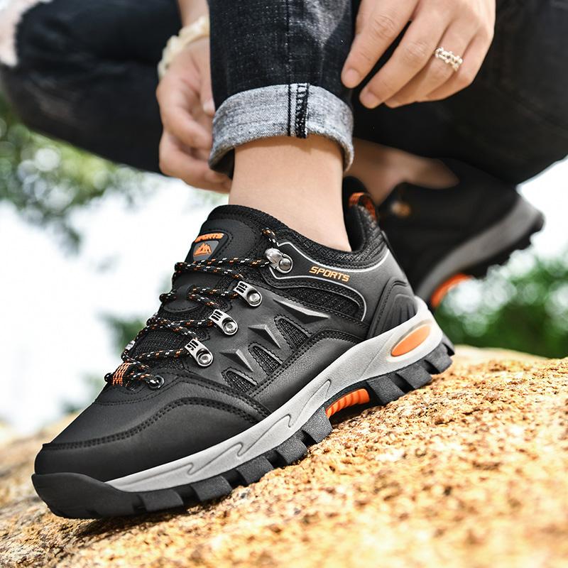 Outdoor Men'S Hiking Shoes Sneaker Autumn Winter Couples Casual Mountaineering Shoes Men'S Leather Walking Shoes Large Footwear