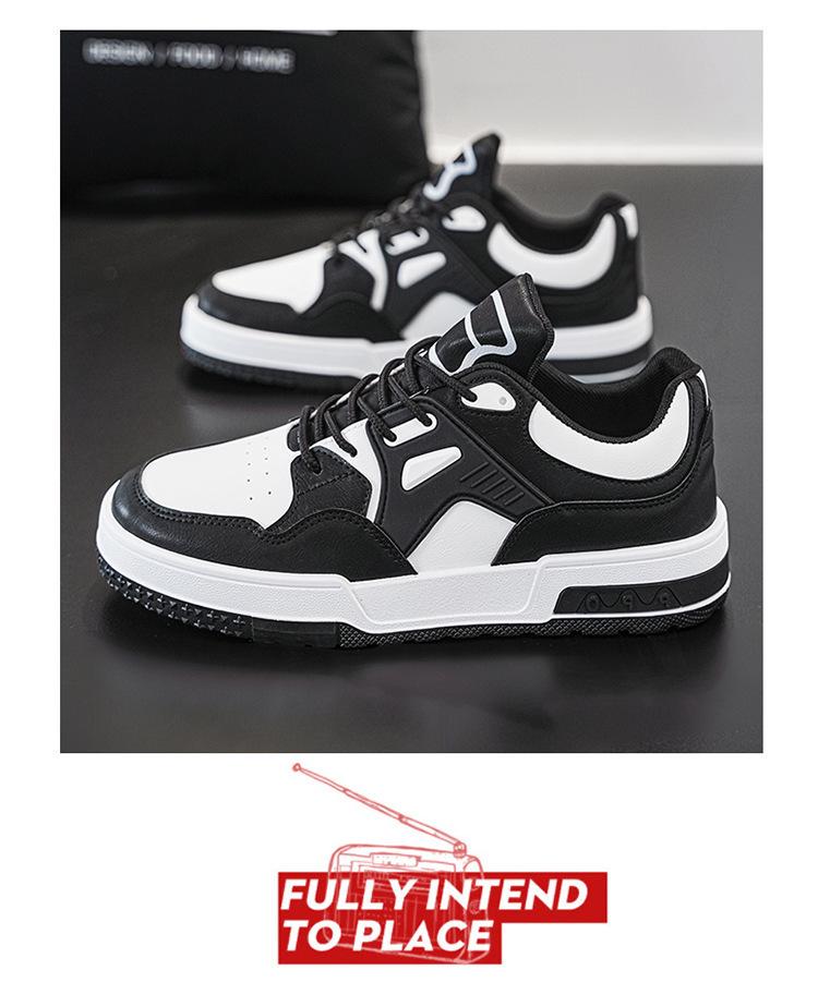 Men's Trendy Autumn White Sneakers - Breathable, Versatile Thick Sole Low Top Casual Skate Shoes