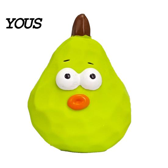 Flexible Latex Pet Plaything Squeaky Pear Dog Toy, Chew Small Medium Toys Interactive Fetch Teeth Cleaning Toy for Aggressive Chewers Anxiety Relief