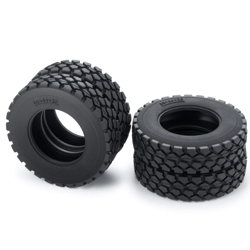TRZX RC Tires, 4-Piece RC Rubber Tires Set, 25mm Wheel Tires for TAMIYA 1/14 Tractor Truck RC Car (25mm)