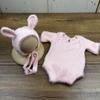 Soft Knitted Newborn Photography Props Adorable Rabbit Doll Prop Knitted Baby Outfit  for Newborn