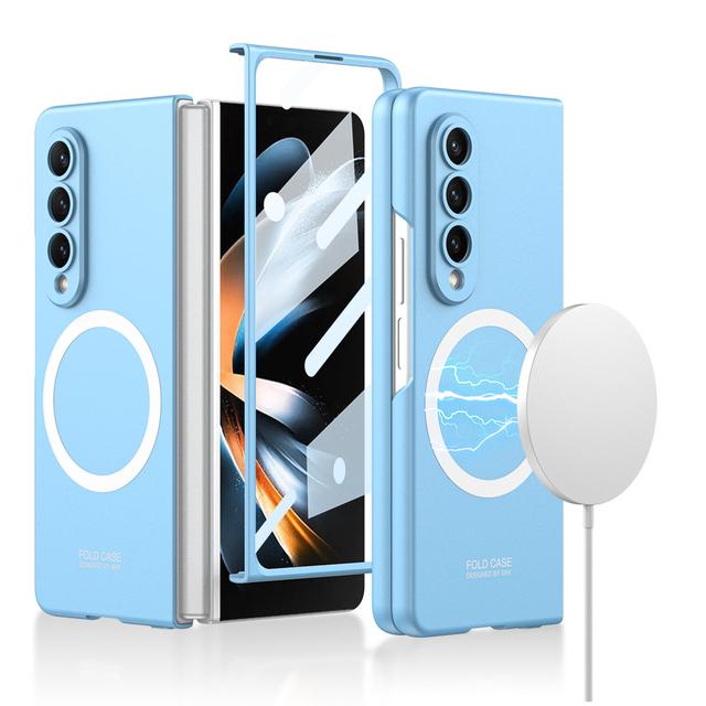 Чехол Gkk для Samsung Galaxy Z Fold 4, ультратонкий пластиковый жесткий чехол Magsafe с беспроводной зарядкой для Galaxy Z Fold4 со стеклянным чехлом for Galaxy Z Fold 4