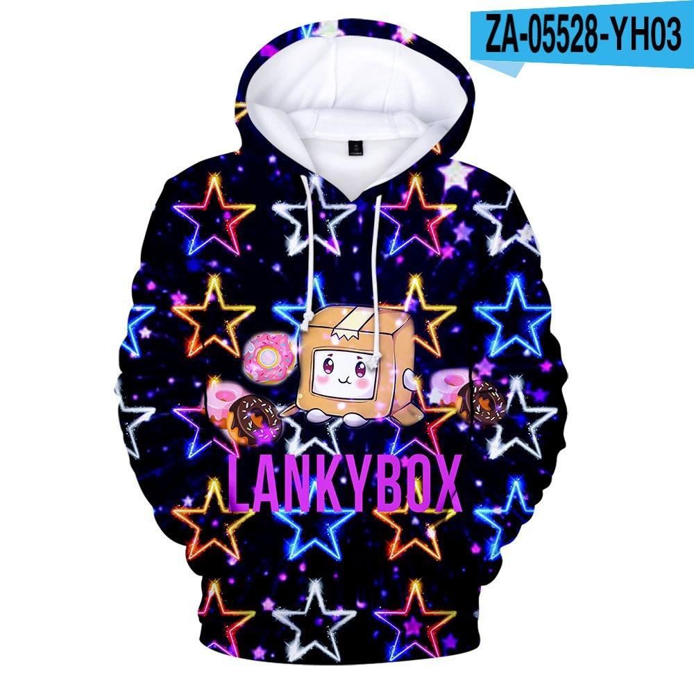 European and American Internet celebrities Lankybox people hooded sweater D digital printing spring and autumn loose and comfortable pullover hoodie
