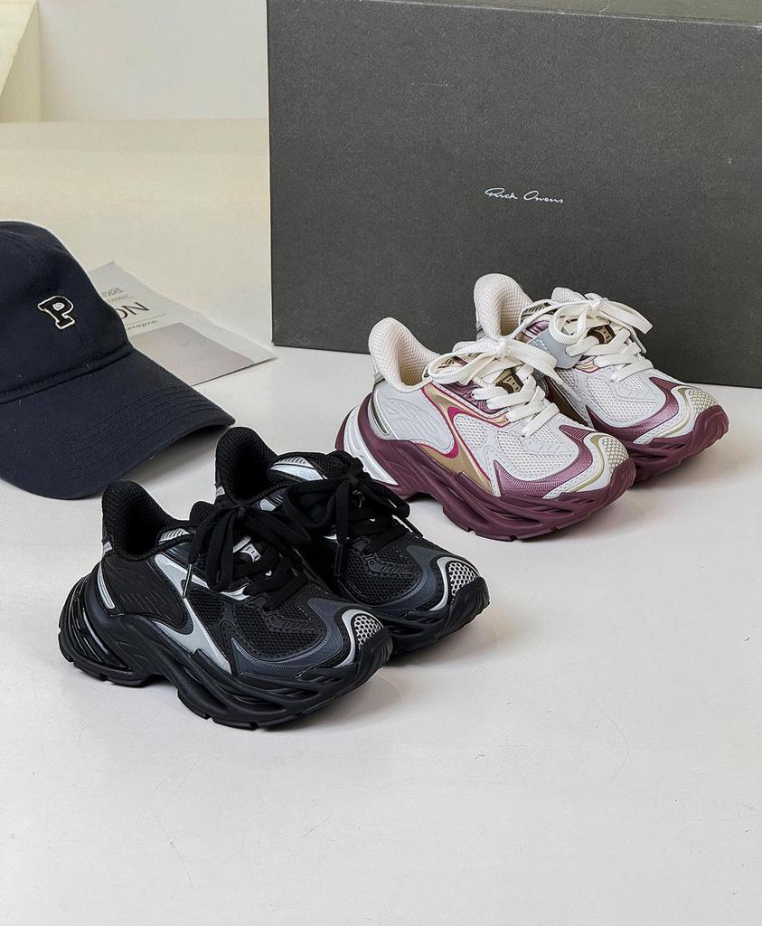 Spring 2026 Girls' Fashionable Lace Bow Trainer Shoes with Double Shoelaces