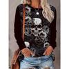 European and American Style Foreign Trade Women's Clothing Spring and Autumn New Casual Versatile High-quality Printed Long-sleeved T-shirt