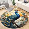 1pc Peacock Art Nouveau Office Round Area Rug, Under Office Chairs Bedroom Living Room Home Decor, Room Deco, Available in Various Sizes