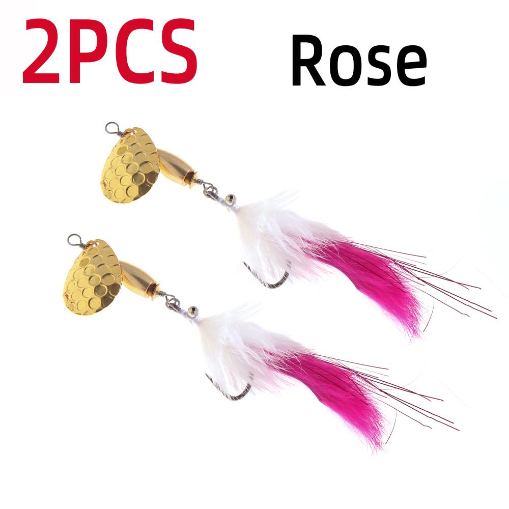 Bimoo 2pcs/5pcs Mix Bead Chain Eye  Hare Zonker Streamer W/Brass Sinker Spoon Lure Bait Set Decoy Bait Sequins Stinger Fishhook Spinner Fishing Lure