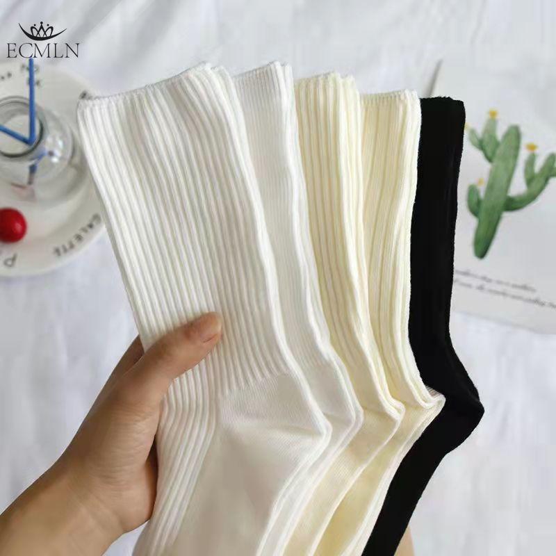 Autumn Winter Red Brown Color Series Women Loose Socks Rib Cotton Fashion Basic Daily Classic Sock Female