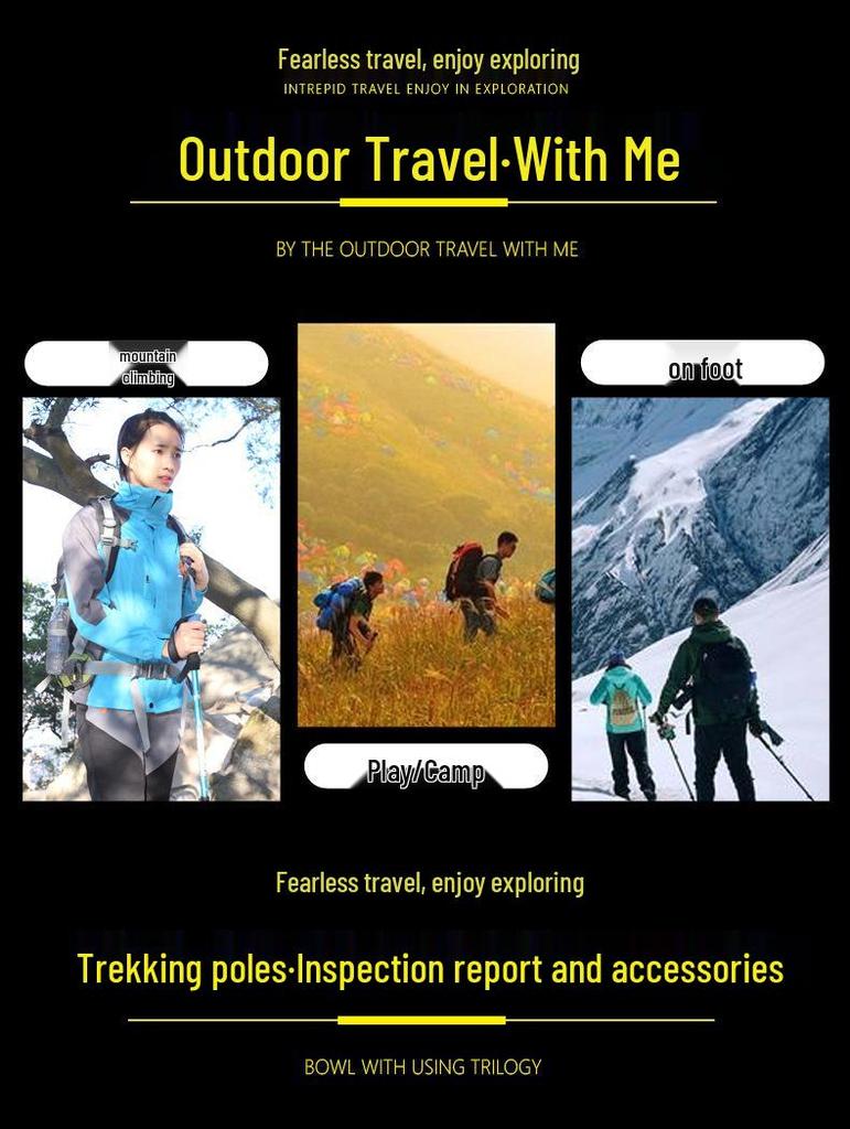 Baston de trekking telescopic din aliaj de aluminiu 7075 - Ușor, portabil, pliabil, blocare externă pentru drumeții, schi și alpinism.