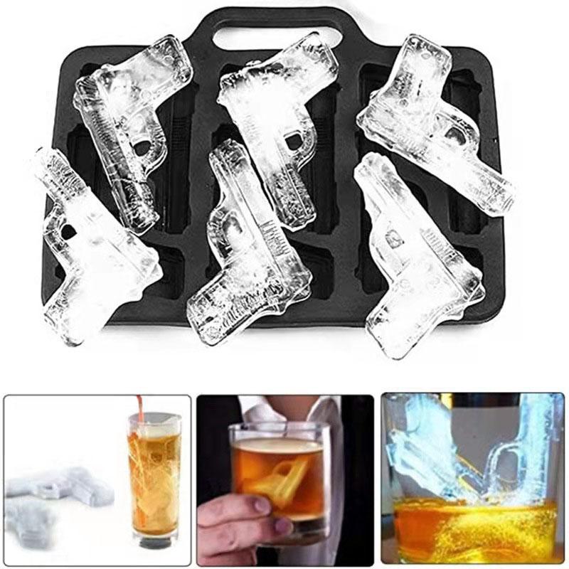 Silicone Toy Gun Ice Mold and Plastic Bullet Shaped Ice Cube Tray, Easily Detachable DIY Ice Cube Mold for Ice Cream Tools