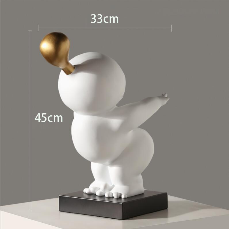 Simple Cute Resin Blowing Bubble Abstract Character Ornaments Home Room Table Sculpture Crafts Store Cafe Figurines Decoration