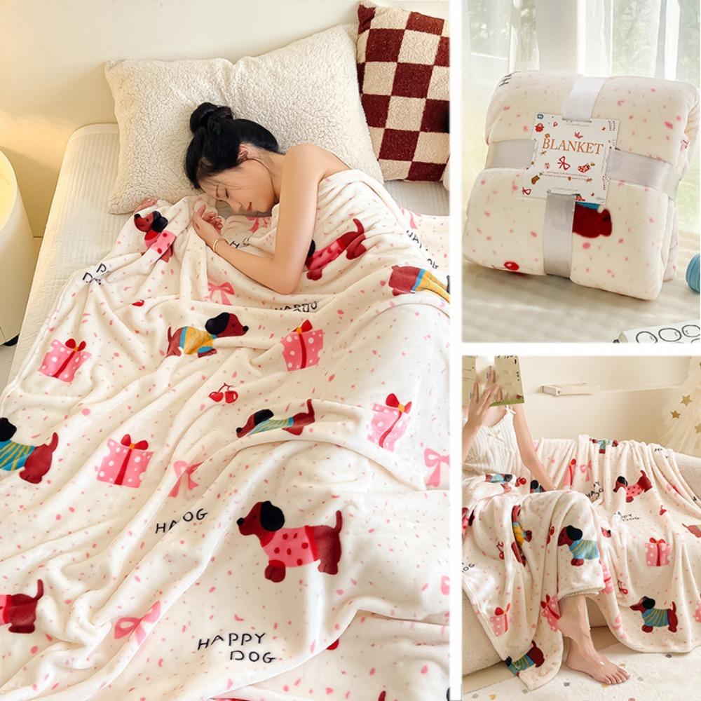 Thickened Christmas Flannel Blanket Fluffy Throw Air Condition Blanket  Happy New Year