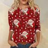 Women's Casual Neck Top with Christmas and Halloween Print for Holiday Wear