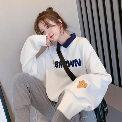 New Polo Collar Sweatshirt Women's Plus Size Korean Style Loose Spring Coat Top