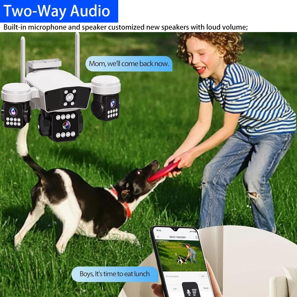 Caméra de Sécurité PTZ OKAM PRO Extérieur 3 Objectifs 3 Écrans HD 15MP WIFI Suivi Mobile Interphone Bidirectionnel Vision Nocturne Couleur