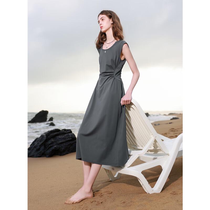 

SanCai Women s Sleeveless High-Waist T-Shirt Maxi Dress S