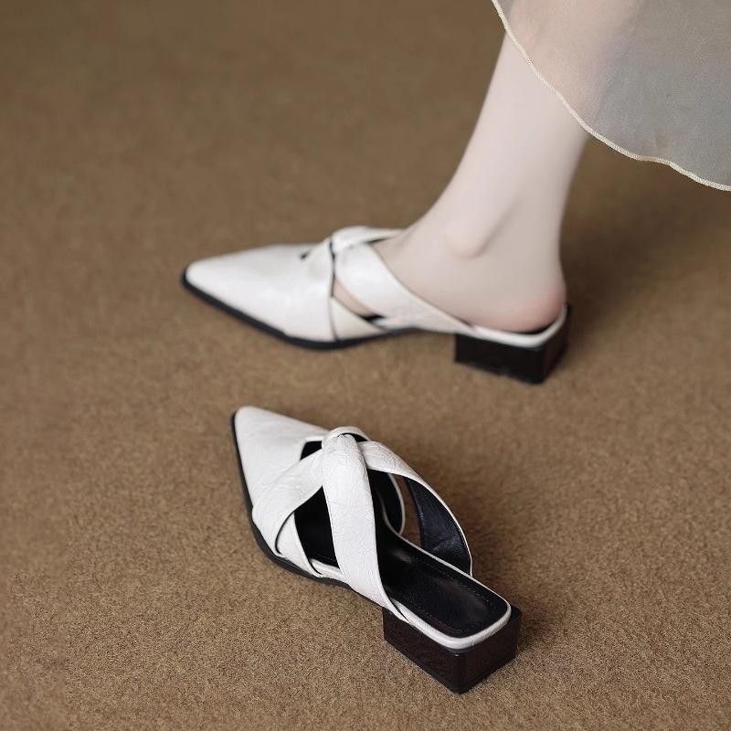 Fashion Fashion Pointed Toe Female  Heels Women Slippers Slidesles Shoes New in Summer Spring Ladies Heeled Slippers Sandals Shoes